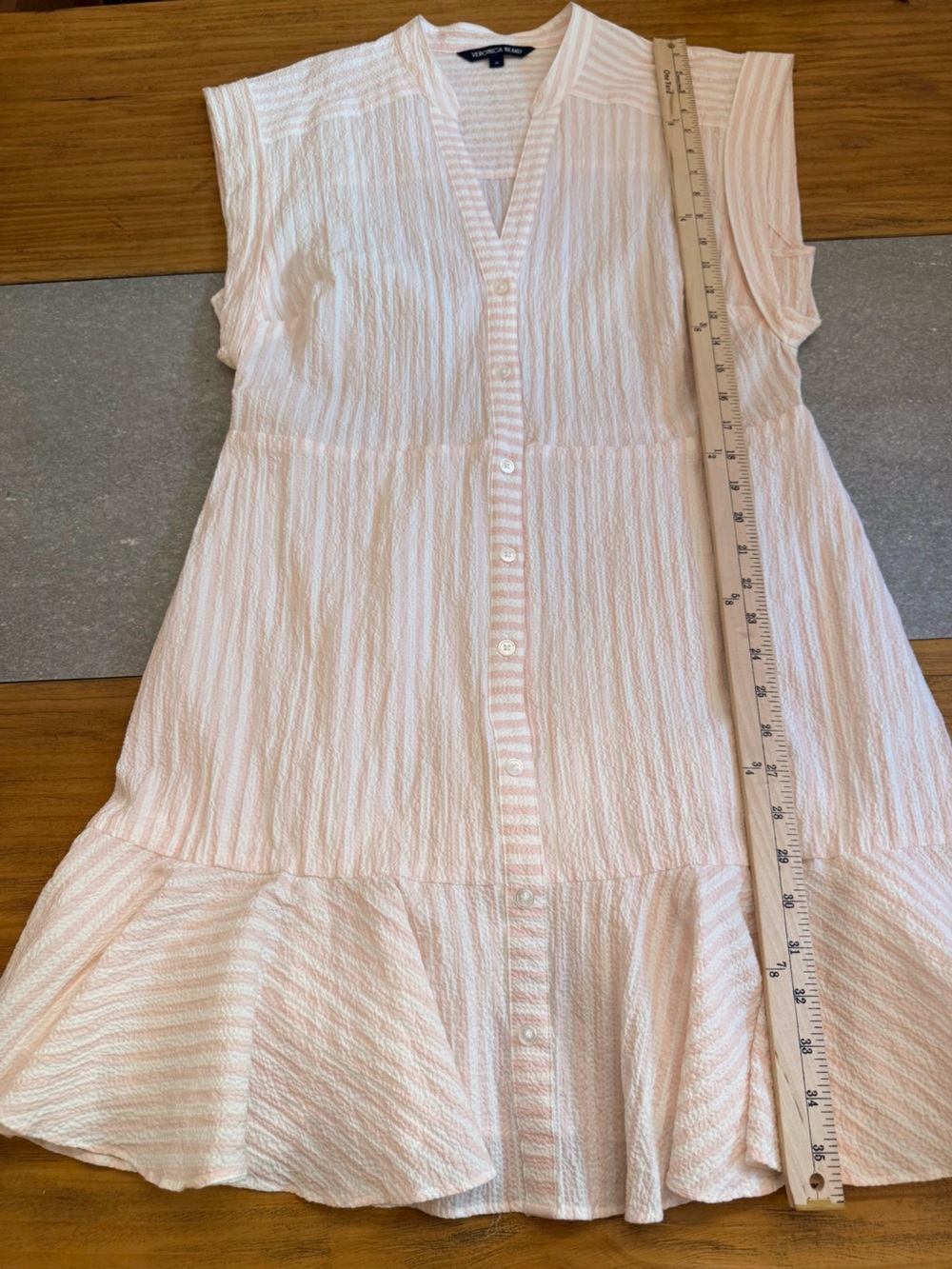 Veronica Beard Avella Pink and White Striped Mini Dress Size 14 - Picture 2 of 8